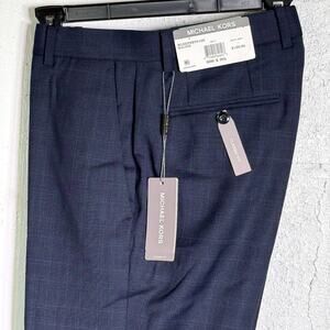 Michael Kors Men's Classic-Fit Wool-Blend Suit Pants Navy Plaid, 30x30 $200